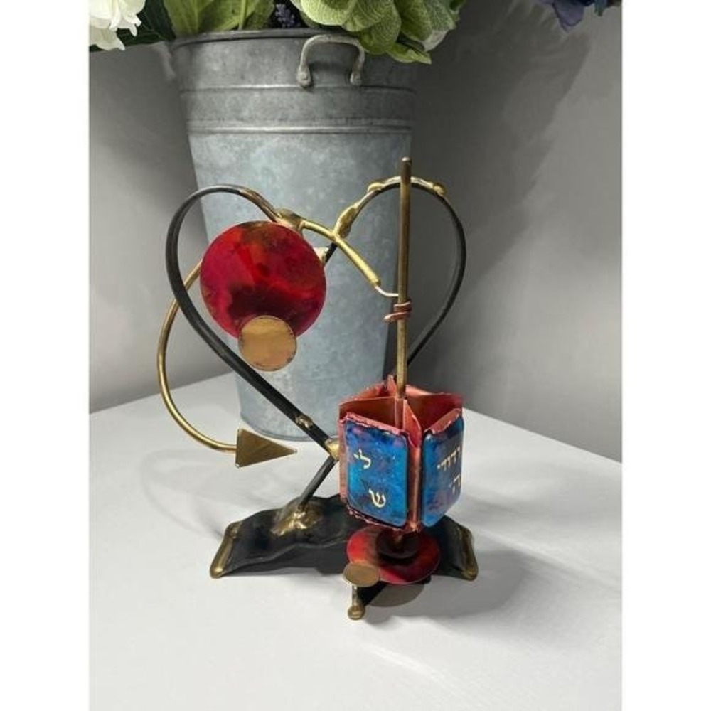 Gary Rosenthal‎ Artisan Metal Dreidel Sculpture Jewish Art Decor Judaica Unique